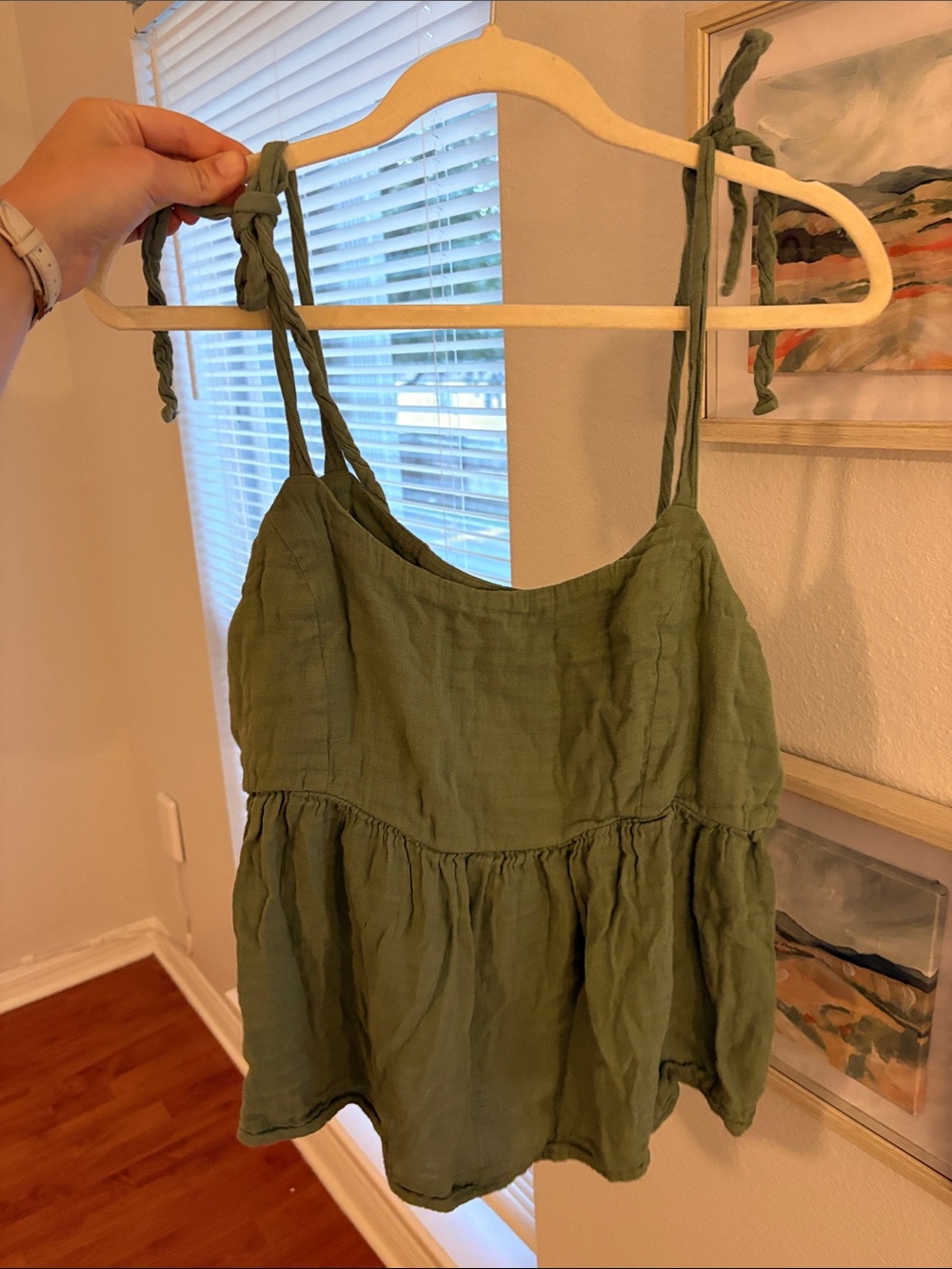 Old Navy Olive Tie-Strap Smocked Waist Tank